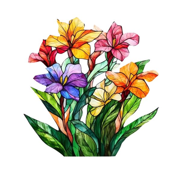 Decor Removable Colorful Bouquet Static Cling Window Sticker -27cm