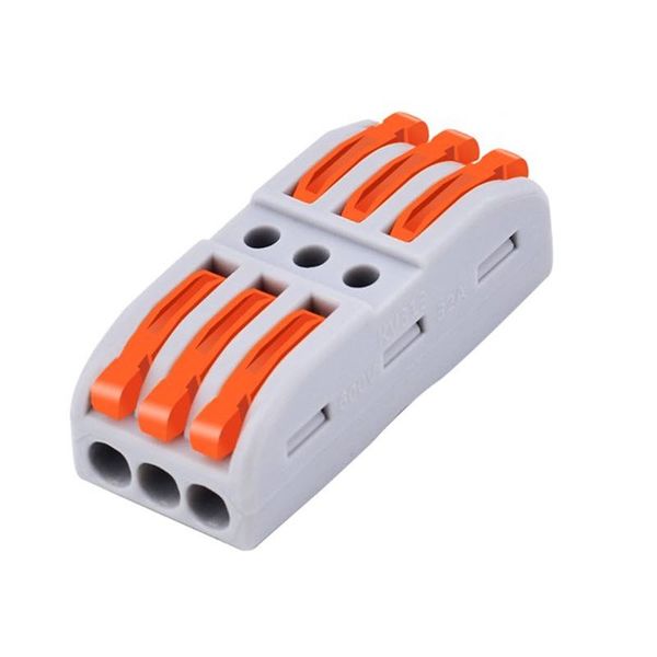 32A 12V-450V 1MM-4MM 3 Way Splicing Terminal Block 10 Pack
