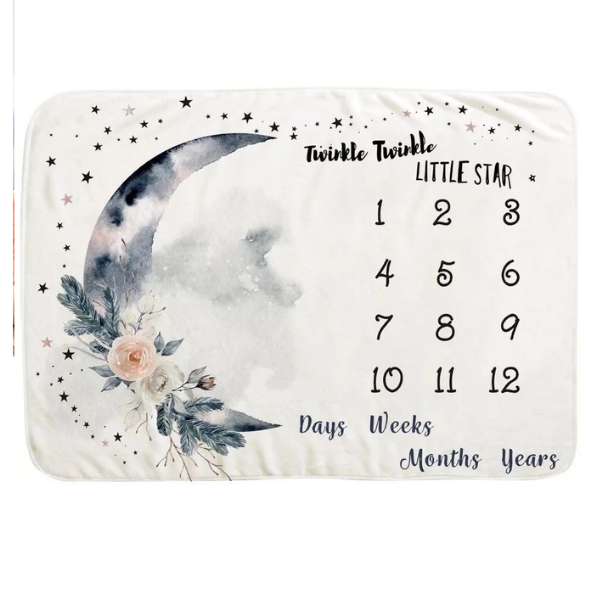 Baby Blanket - Moon &amp; Star Milestone design