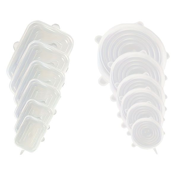 12-Pack Silicone Stretch Lids -6 Round+6 Square,Fits Most Bowls &amp;Containers