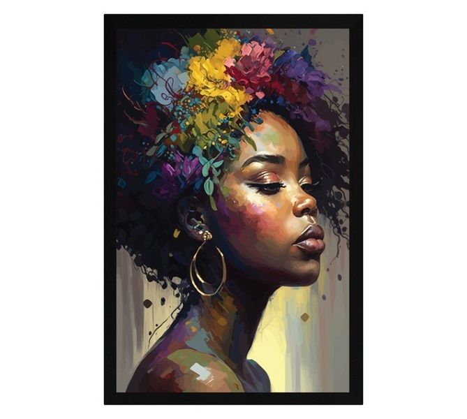 Framed Ethnic Lady 2 Canvas Print - Multicoloured (430 x 630mm)