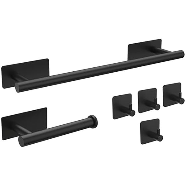 6 Pack Bathroom Accessories,Toilet Roll Holder,Towel Rail,Self Adhesive