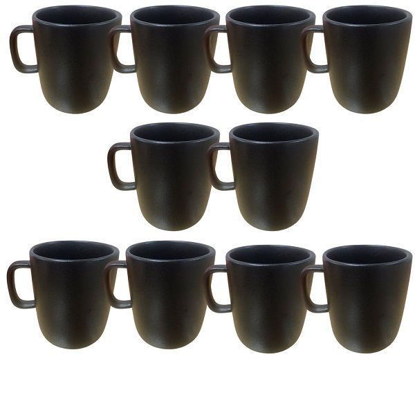 10 - Piece Black Stoneware Mug 11cm.