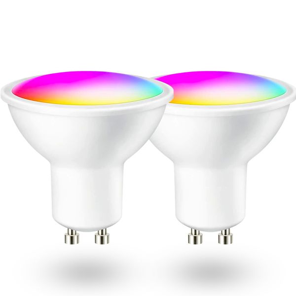 2 Pack WiFi LED Bulb 5W 12 Color Changing Dimmable Warm White RGB Spot Light