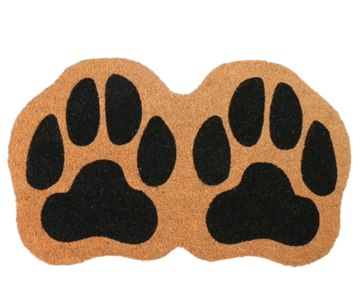 Double Paw Prints Coir Door Mat - 45cm x 75cm