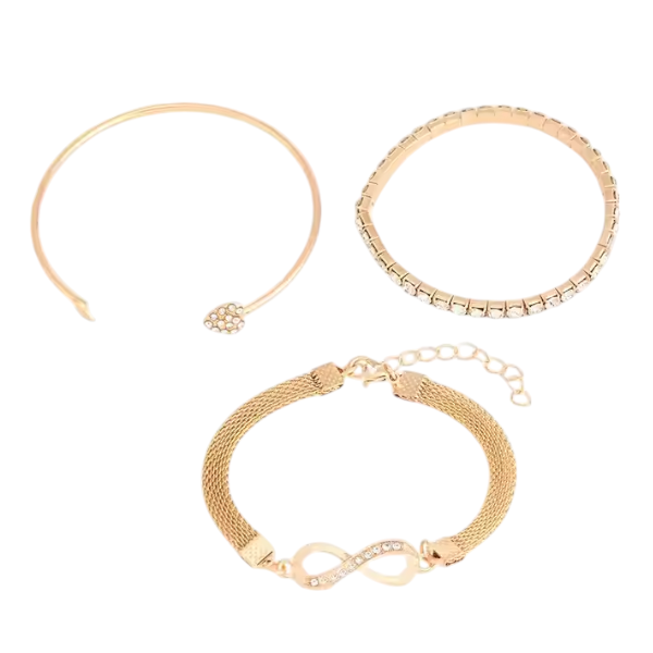 3-Piece Golden Elegance Bracelet Set - Gold