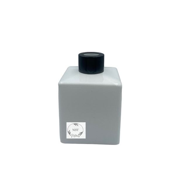 NBT Naturals-Refill Glass Diffuser Jar-Square-Gloss White and Black Cap - 200ml