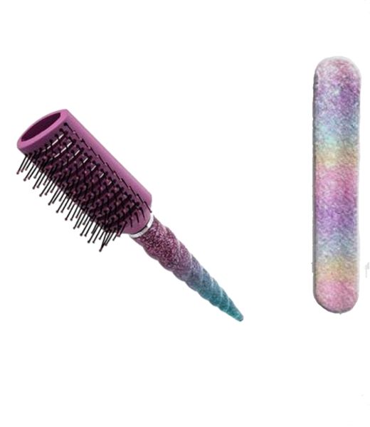 Unicorn Hair Brush and snap Bracelet Combo