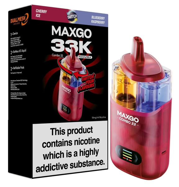 Relx Maxgo Combo 33k Kit Cherry Ice And Blueberry Raspberry