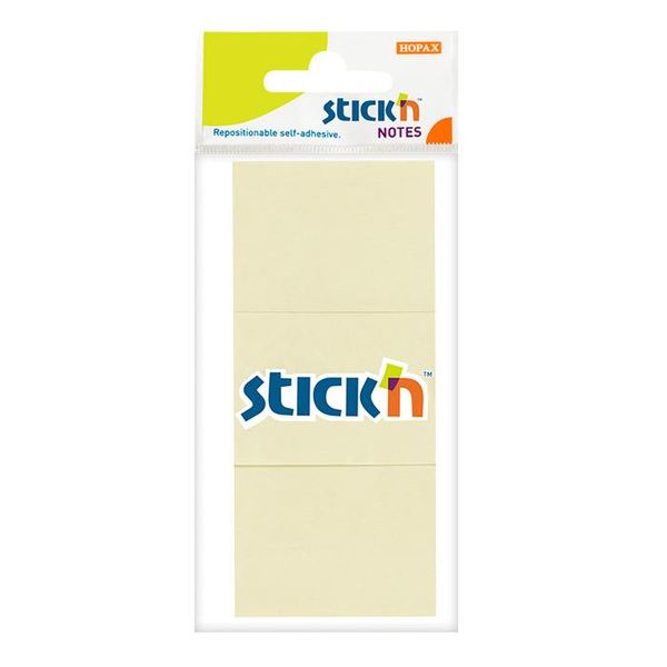 Stick'n Pastel Yellow Notes 38x50mm - 100 sheets per pad, 3 pads per pack