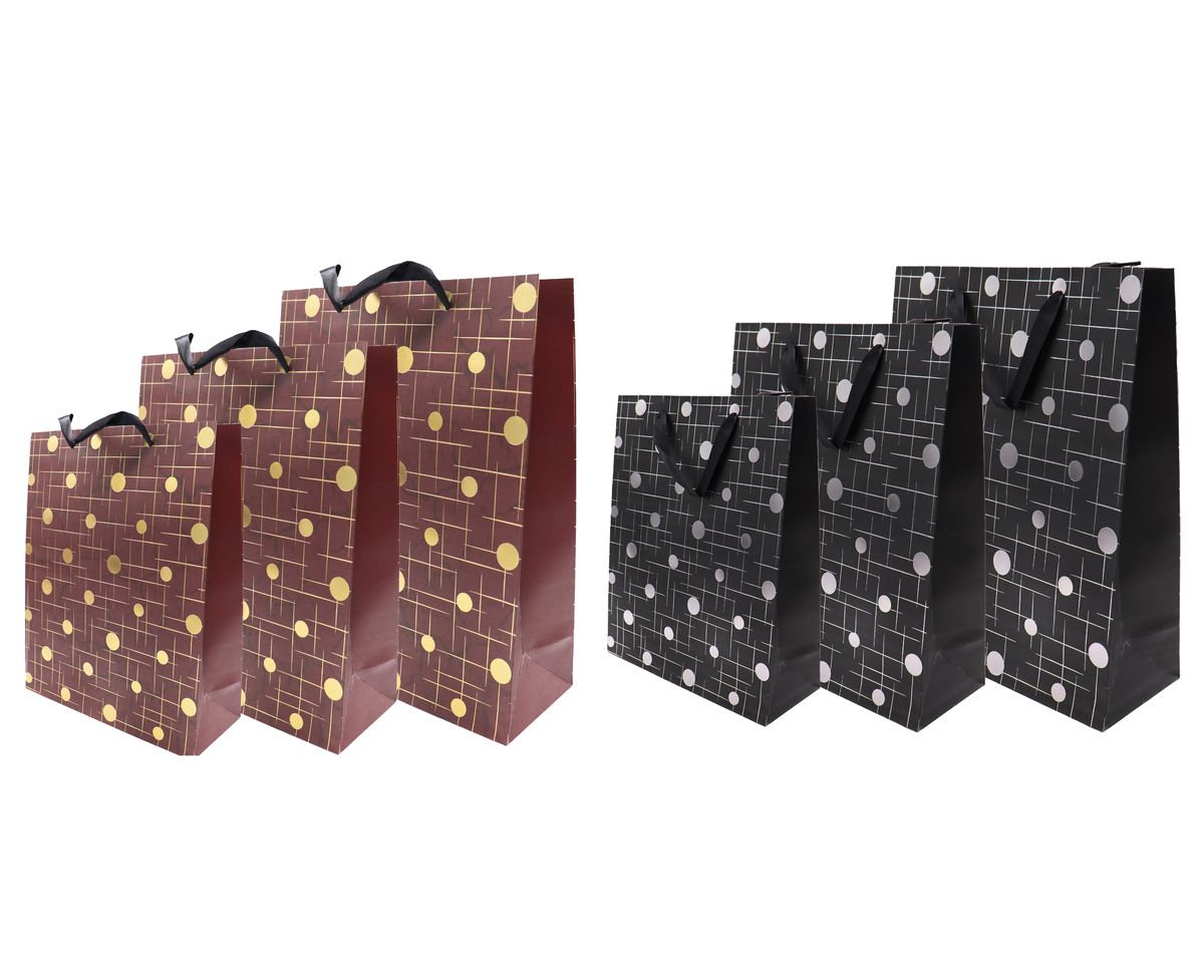 6 Piece Polka Dot Print Paper Gift Bags (Small, Medium, Large) Shop