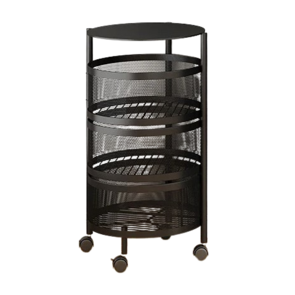Multifunction 3-Tier Multi-Layer Round Rotating Storage Shelf Rack - Black