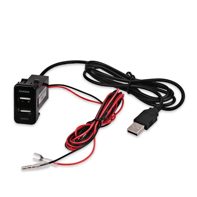 40x20mm USB Audio Extender & 2.1A Charger Compatible with Toyota