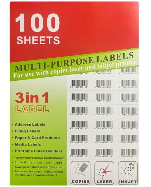 A4 6-Up Multi-Purpose Label Sheets