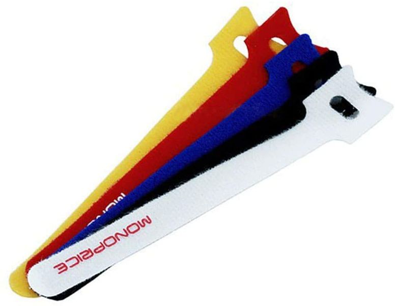 Monoprice Hook &amp; Loop Fastening Cable Ties, 230mm, 5 Colours - 50 Pieces