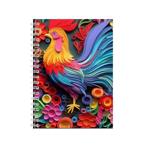 Colorful Rooster Rainbow Flowers 2 Notebook Gift Idea A4 Notepad Pad 104