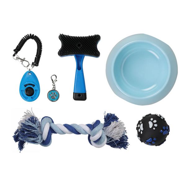 Dog Starter Kit with Toys, Feeder &amp; Groomer