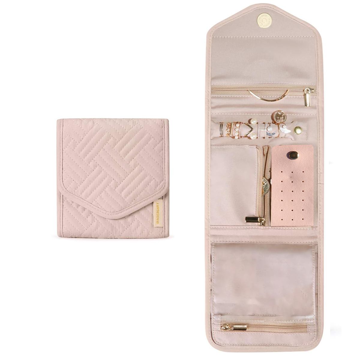 Foldable Travel Jewelry Organiser Case Pouch Roll Bag For Rings Necklace