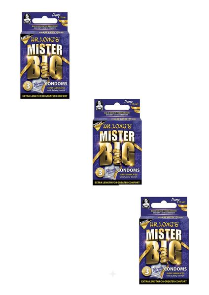 Dr Long's Mister Big Condoms 3 Packs of 3