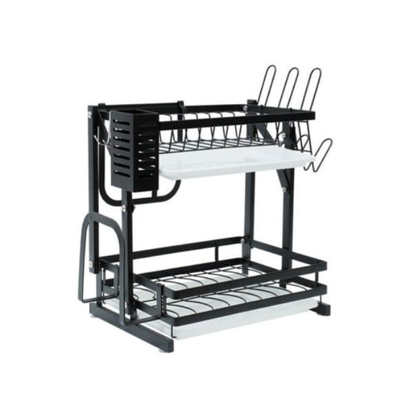 CheffyThings Foldable Dish Drying Rack with Drip Trays