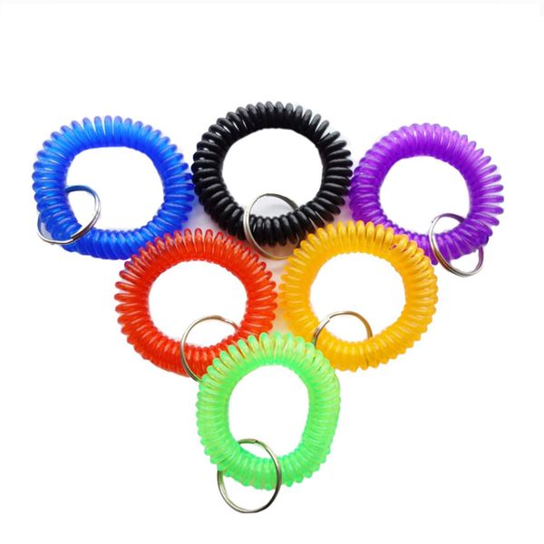 6 Pack Colorful Spring Spiral Wrist Coil Key Chain, Wristband Key Ring