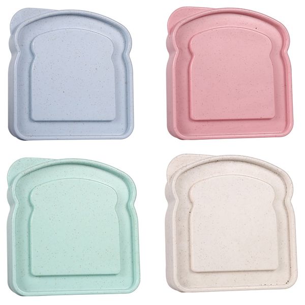 4Pack Toast-Shaped Sandwich Keepers, Reusable Lidded Food Storage Container