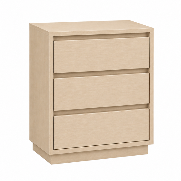 innolife 3 Drawer Bedside Table Nightstand Cabinet Pedestal - Stone Beige