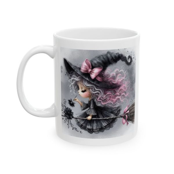 Witch Mug - Girl With Pointed Hat Riding Broom