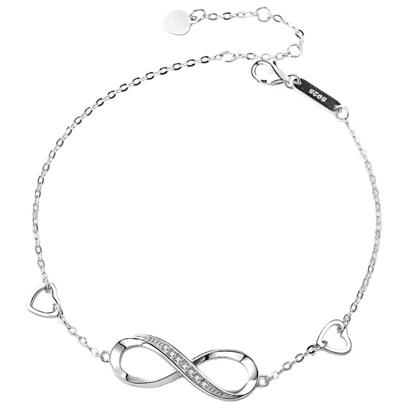 S925 Sterling Silver Figure-8 Heart Link Bracelet | Adjustable 18+4cm