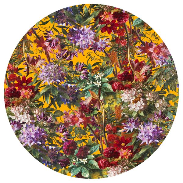 Yellow Collection of Flowers Round Tablecloth