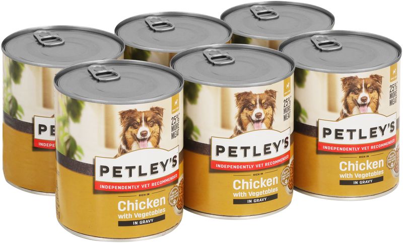 Petley's Dog Food Chicken, Vegetables and Gravy-6 tins x 775g
