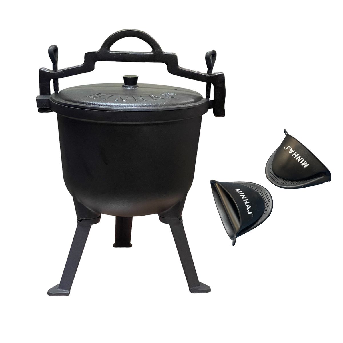 Minhaj Cast Iron Pressure Cooker 7L with 2 Silicone Gloves Shop