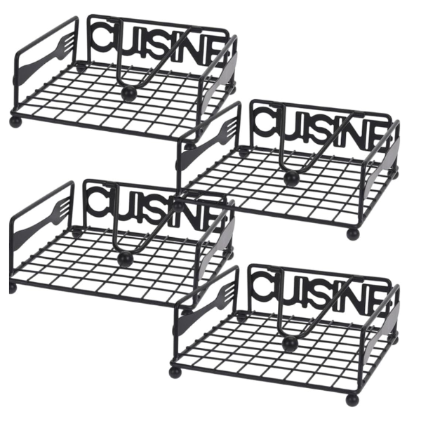 Cuisine Metal Napkin Holder with Cutlery Design 4 Pack