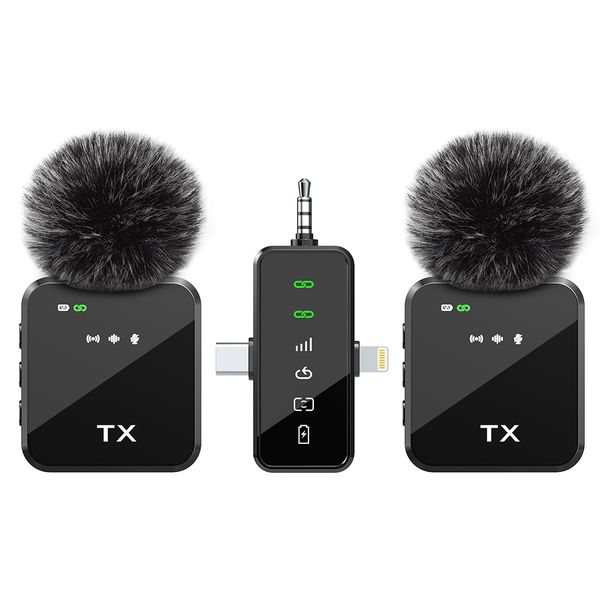 Wireless Microphones,3-in-1 Mini Microphone for iPhone, Android, Camera
