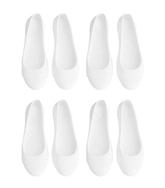 4 Pairs Girls Plastic Flat Shoes-Mixed Sizes-White
