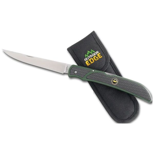 Outdoor Edge Fish &amp; Bone Folding Fillet Knife 5" 440A Stainless Blade