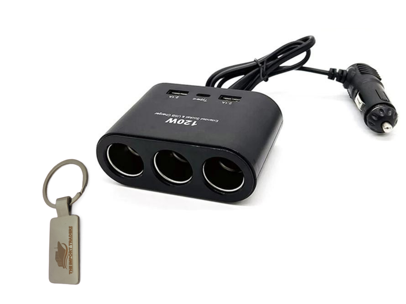 Charging Lighter 3 Sockets Charging Adapter With TIT Keychain