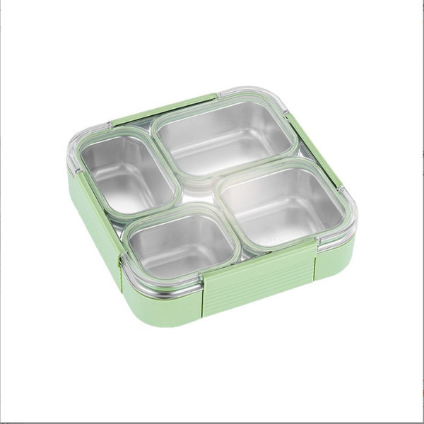 Stainless Steel Divided Lunch Box, Four Compartments