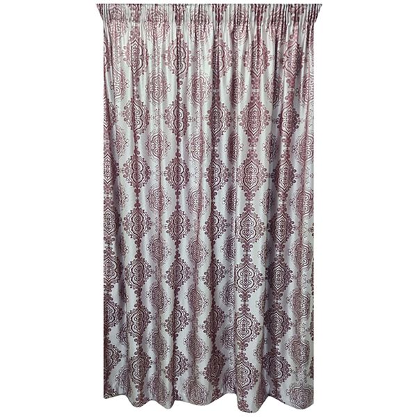 Matoc Designs Readymade Curtain - Damask Curtain - Maroon - Lined - Taped