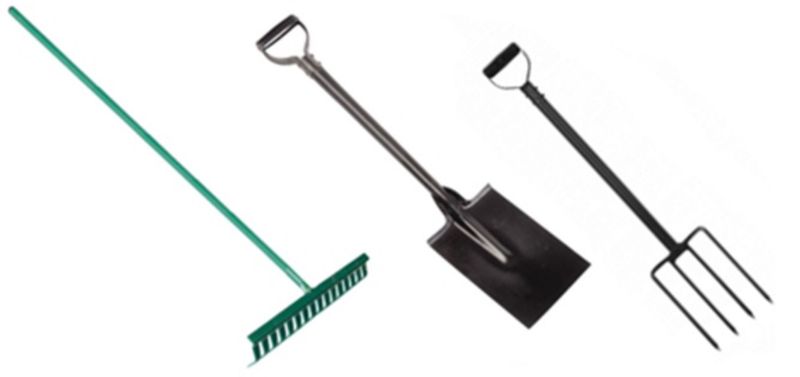 Rake, Spade &amp; Fork Garden Tool Combo