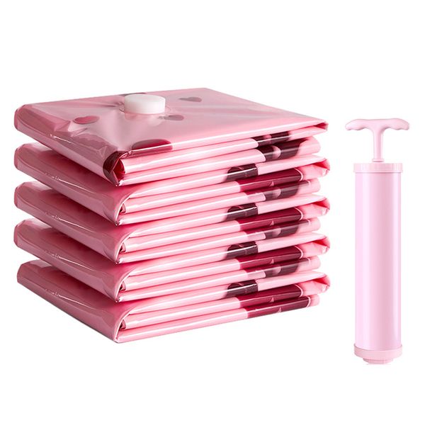 7 Pieces/Set Vacuum Compressed Bag With Hand Pump for Clothes Storage