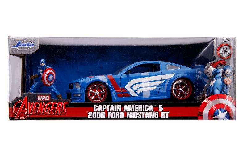 Jada Marvel Capt America 2006 Ford Mustang GT with Capt America Figure