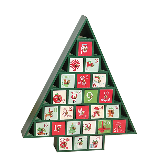 Christmas Wooden Calendar Cabinet Christmas Tree Desktop Countdown ,B