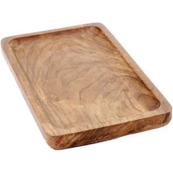Natural Wood Serving Tray - White-Brown-Black