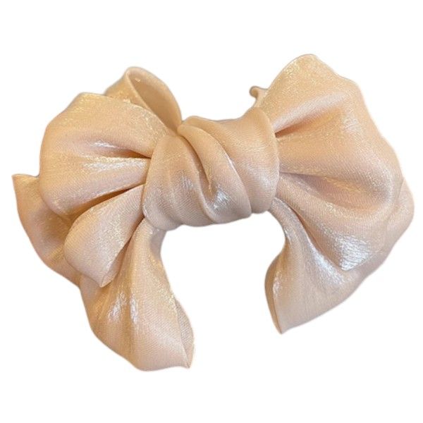 Elegant Satin Bow Hair Claw Clip - Beige