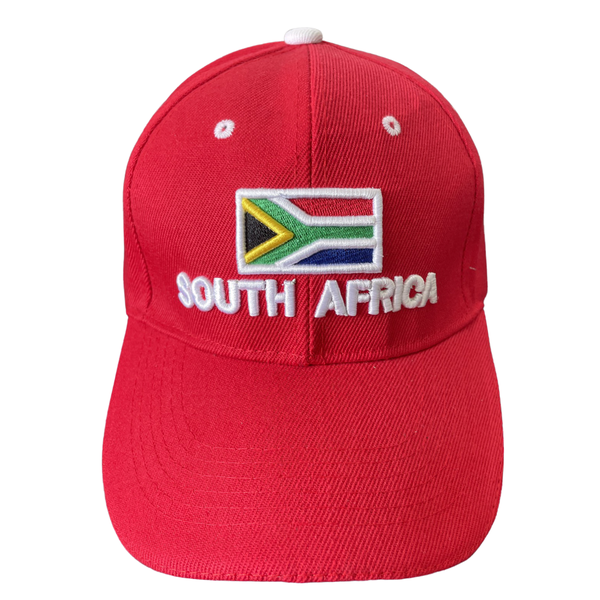 South Africa Flag Six Panel Baseball Caps, for Men and Women - Red