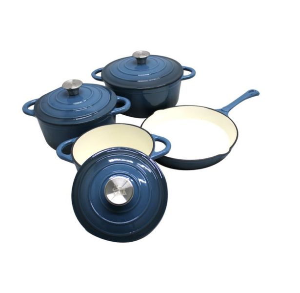 Acesa - Quality 7 Piece Authentic Cast Iron Dutch Oven Cookware Pot Set