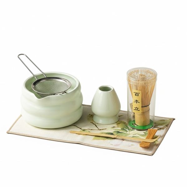 7 Piece Ceramic Bowl &amp; Bamboo Kit ,Matcha Whisk Set
