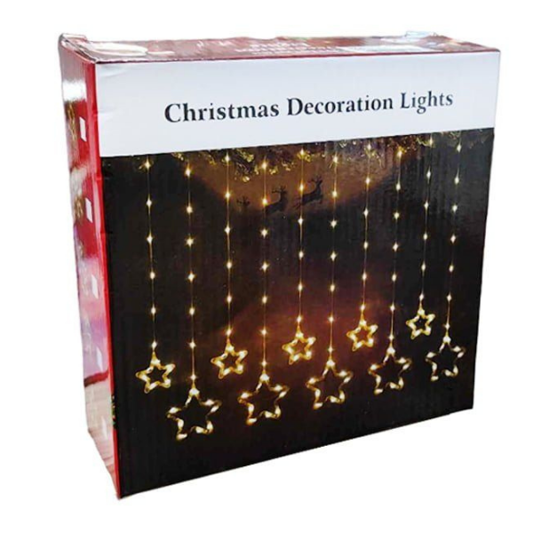 5 Stars &amp; 5 Snowflakes Christmas String lights - white light - 3 Meter