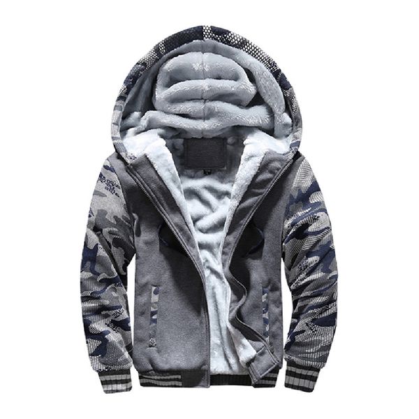 Men's Stylish Hooded Winter Warm Jacket - Camouflage Sleeves